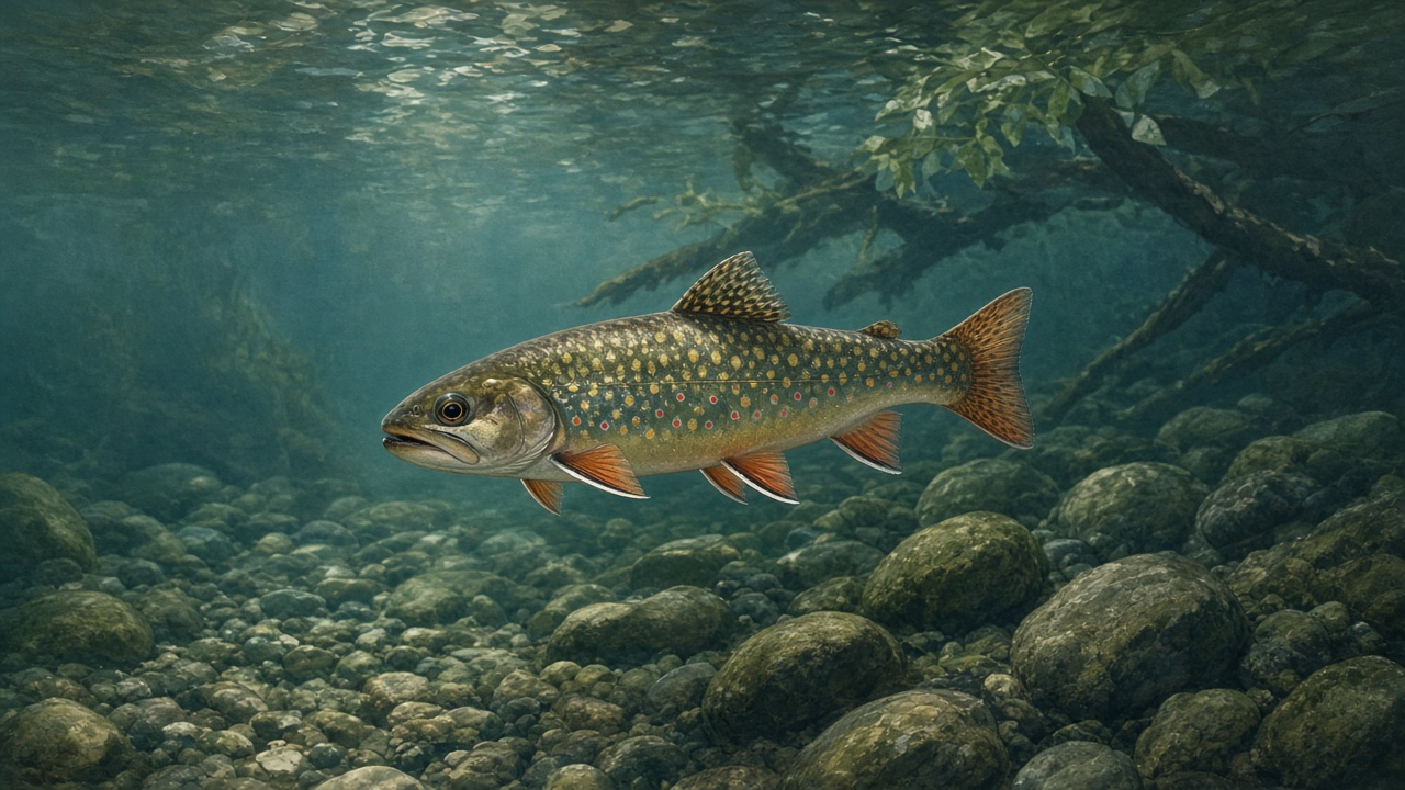 Trout resting in clear river water